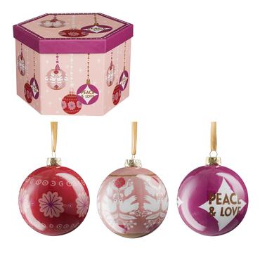 House of Seasons Cadeau Set Kerstballen Peace & Love - 14 Stuks - Roze product