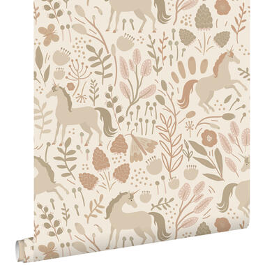 ESTAhome behang - unicorns - beige en terracotta roze - 0.53 x 10.05 m product