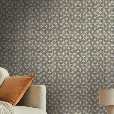 Livingwalls behangpapier - grafisch motief - geel, grijs, zwart en beige product