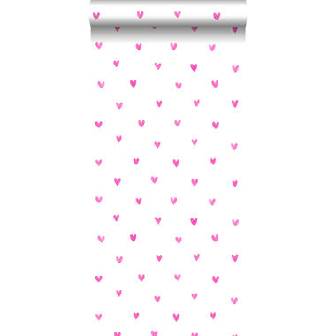 Walls4You behang - confetti hartjes - roze en wit - 0,53 x 10,05 m product