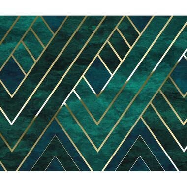 Sanders & Sanders fotobehang - art deco - groen, blauw en goud - 300 x 250 cm product