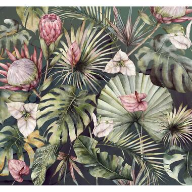 Sanders & Sanders fotobehang - jungle - groen en roze - 300 x 280 cm product