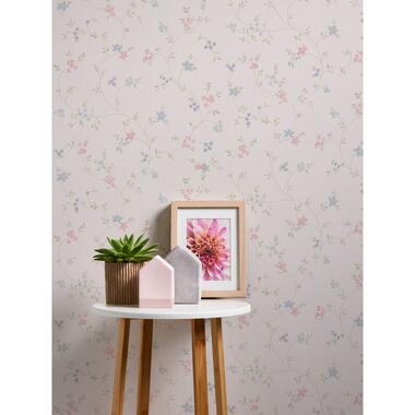 Livingwalls behangpapier - bloemmotief - crème, groen, blauw en roze product