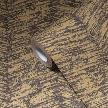 Livingwalls behangpapier - geometrische vormen - goud en bruin product