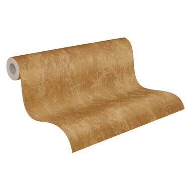 A.S. Création behangpapier - betonlook - goud en glanzend wit - 53 cm x 10,05 m product