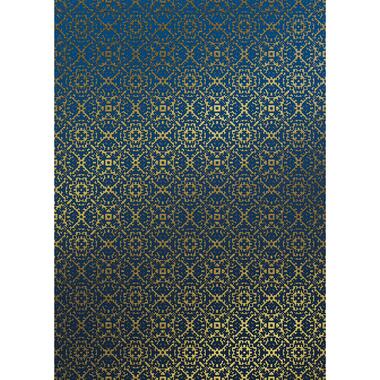 Sanders & Sanders fotobehangpapier - aztec - blauw en goud - 200 x 280 cm product