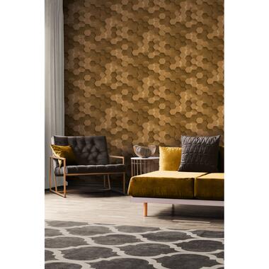 Livingwalls behangpapier - 3D-motief - goud - 53 cm x 10,05 m - AS product