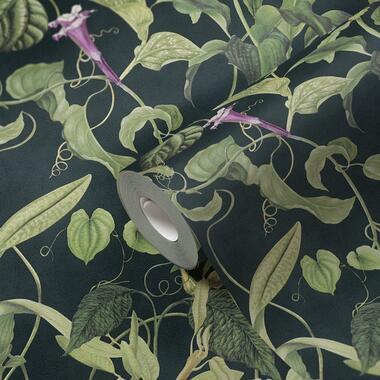 Livingwalls behangpapier - jungle-motief - groen, zwart en lila paars product