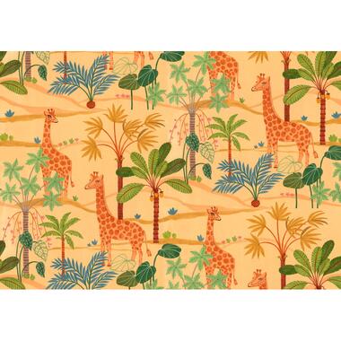 Sanders & Sanders fotobehangpapier - giraffen in jungle - geel, groen en blauw product