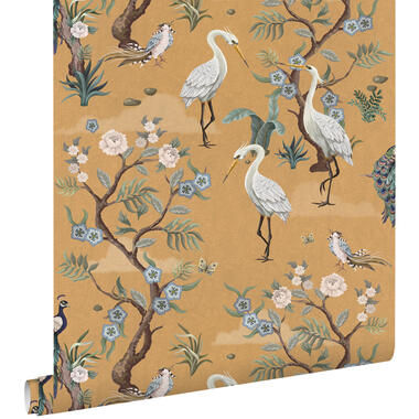 ESTAhome behangpapier - kraanvogels - okergeel - 50 x 900 cm - 139707 product