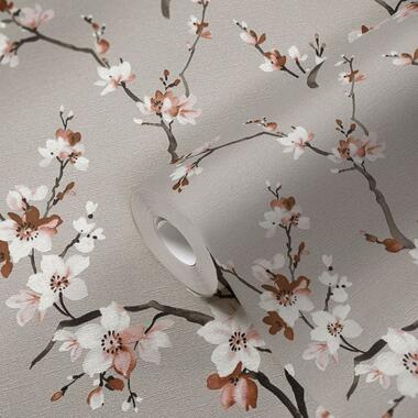 Livingwalls papier peint - fleurs - gris, marron et blanc - 53 cm x 10,05 m - AS product