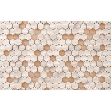 Sanders & Sanders fotobehangpapier - hexagon - beige en zandkleurig product