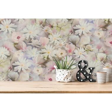 Livingwalls behangpapier - bloemmotief - meerkleurig, wit, groen en roze product