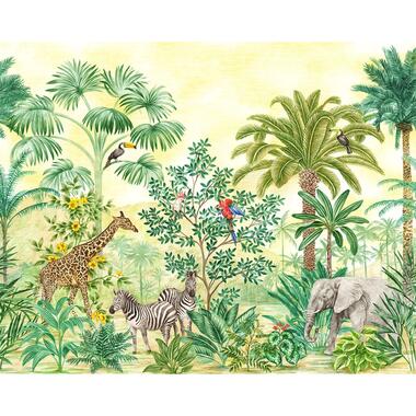 Sanders & Sanders fotobehang - jungle met dieren - groen - 350 x 280 cm product