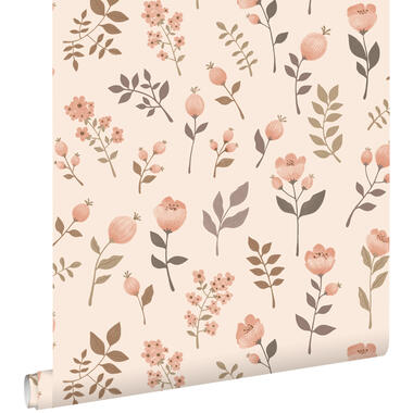 ESTAhome behang - bloemen - zacht roze en beige - 0.53 x 10.05 m product