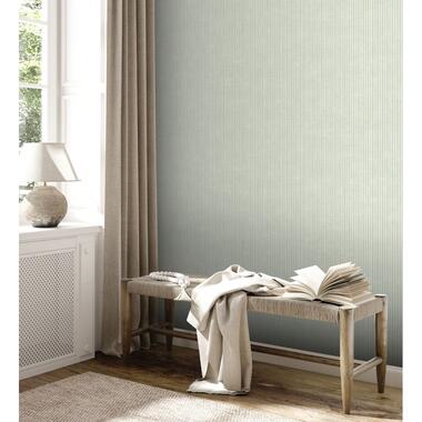 Livingwalls behangpapier - strepen - crème en groen - 53 cm x 10,05 m - AS product