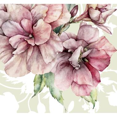 Sanders & Sanders fotobehangpapier - bloemen - roze en groen - 300 x 280 cm product