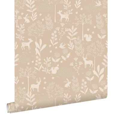 ESTAhome behangpapier - bos met bosdieren - beige - 0.53 x 10.05 m product