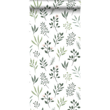 Walls4You behangpapier - veldbloemen - groen en wit - 0,53 x 10,05 m product
