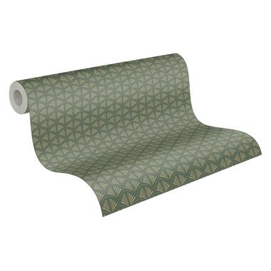 A.S. Création behangpapier - art deco motief - groen, goud en glitter product