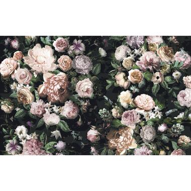 Sanders & Sanders fotobehang - bloemen - multicolor op zwart - 400 x 250 cm product