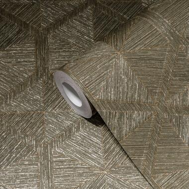 Livingwalls behangpapier - geometrische vormen - bruin en goud product