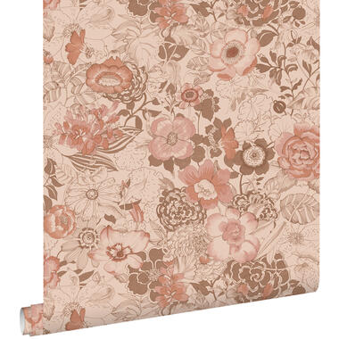 ESTAhome behangpapier - vintage bloemen - terracotta roze - 50 x 900 cm product