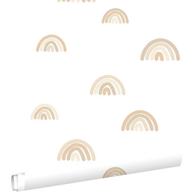 ESTAhome behang - regenboogjes - beige en wit - 0.53 x 10.05 m product