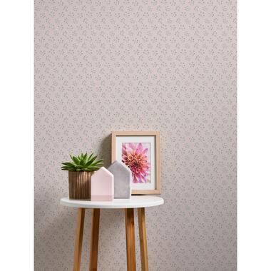 Livingwalls behangpapier - bloemmotief - crème, blauw en grijs product