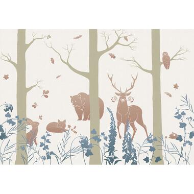 Sanders & Sanders fotobehang - bos dieren - blauw, beige en zandkleurig product