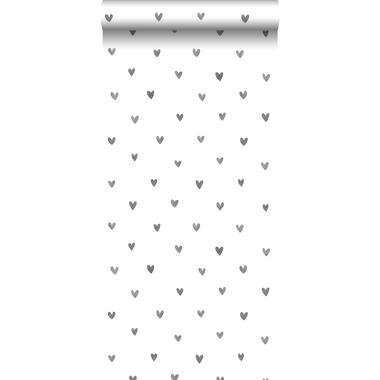 Walls4You behang - confetti hartjes - grijs en wit - 53 cm x 10,05 m product