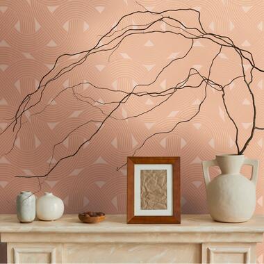 Livingwalls behangpapier - art deco motief - oranje en roest bruin product