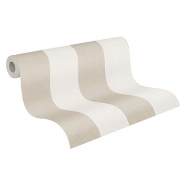 A.S. Création behangpapier - strepen - beige en crème - 53 cm x 10,05 m - AS product