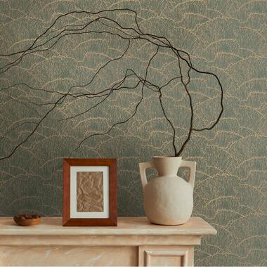 Livingwalls behang - effen - goud, groen en metallic - 53 cm x 10,05 m - AS product