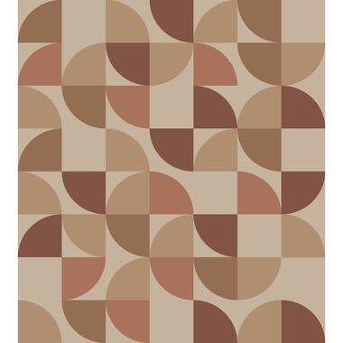 ESTAhome fotobehangpapier - geometrische vormen - beige, roze en donker rood product