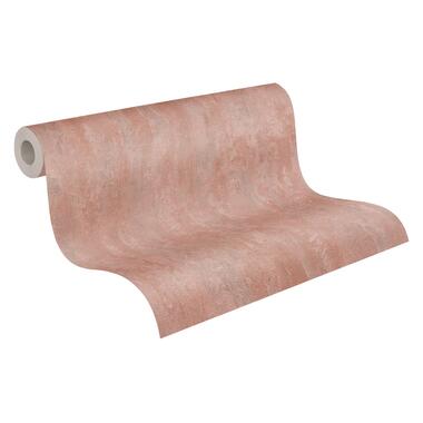 A.S. Création behangpapier - betonlook - roze en glanzend wit - 53 cm x 10,05 m product