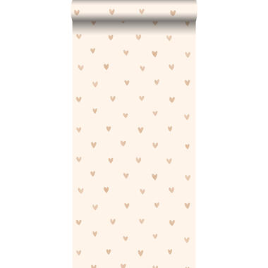 Walls4You behangpapier - confetti hartjes - beige en goud - 0,53 x 10,05 m product