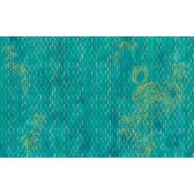 Sanders & Sanders fotobehang - flamingo - blauwgroen - 400 x 250 cm product