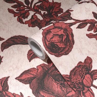 Livingwalls papier peint - fleurs - rouge, rose et noir - 53 cm x 10,05 m - AS product