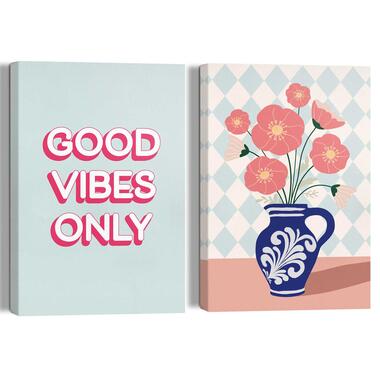 Giclee on Canvas Schilderijen set - Good Vibes Only - 30x20 cm Canvas product