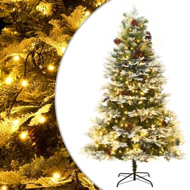 vidaXL Sapin de Noël pré-éclairé et pommes de pin vert 225cm PVC et PE product