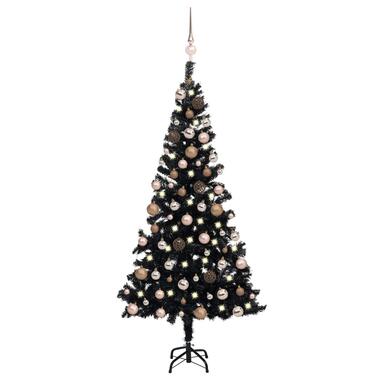 vidaXL Kunstkerstboom met verlichting en kerstballen 120 cm PVC zwart product
