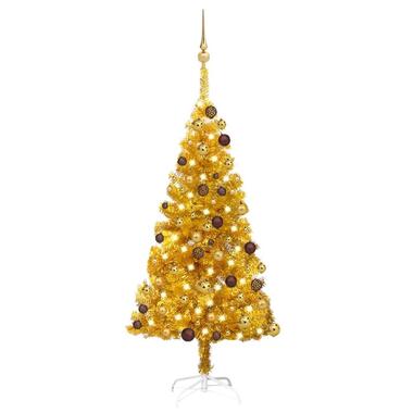 vidaXL Arbre de Noël artificiel pré-éclairé et boules doré 120 cm PET product