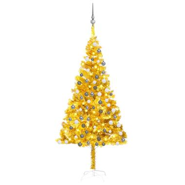 vidaXL Arbre de Noël artificiel pré-éclairé et boules doré 180 cm PET product