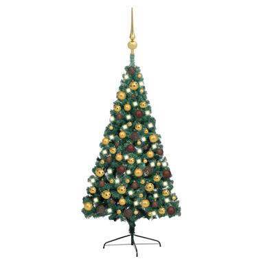 vidaXL Demi-arbre de Noël artificiel pré-éclairé et boules vert 150 cm product
