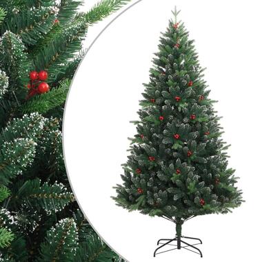 vidaXL Sapin de Noël artificiel à charnières avec baies rouges 210 cm product