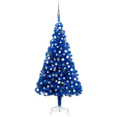 vidaXL Arbre de Noël artificiel pré-éclairé et boules bleu 150 cm PVC product