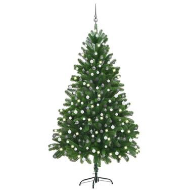 vidaXL Kunstkerstboom met verlichting en kerstballen 210 cm groen product