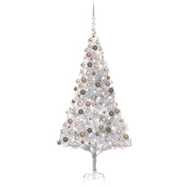 vidaXL Kunstkerstboom met verlichting en kerstballen 240 cm PET zilver product