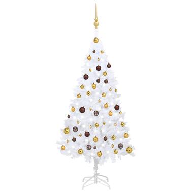 vidaXL Kunstkerstboom met verlichting en kerstballen 150 cm PVC wit product